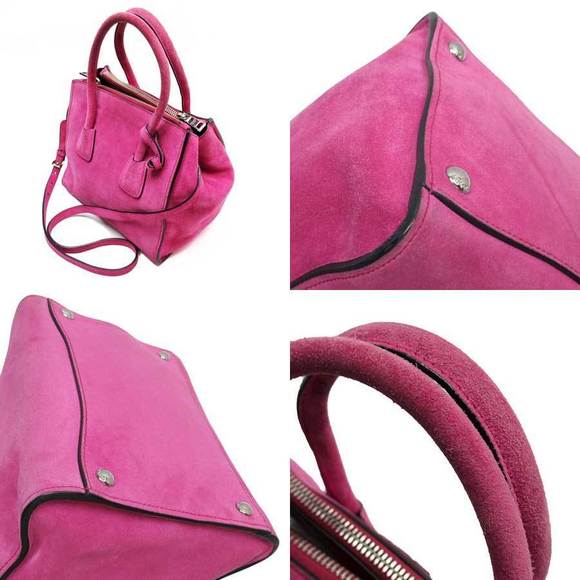 Prada 2Way Pink Triangle Suede Leather Bag - Picture 1 of 3